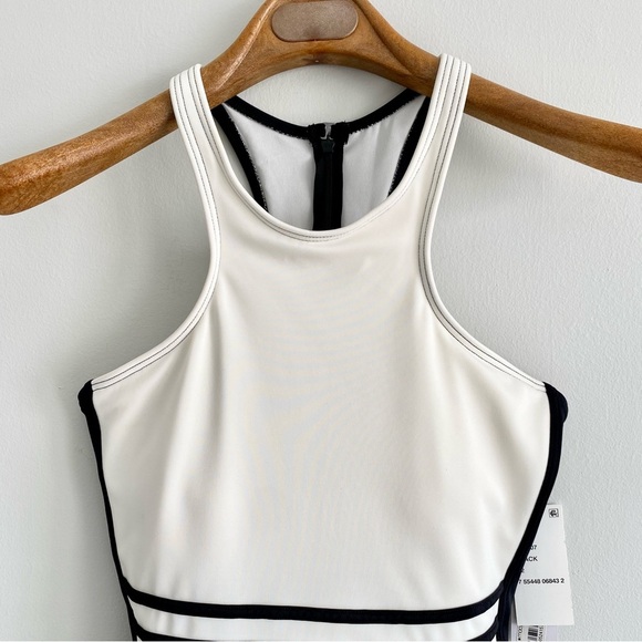 DKNY Swim White & Black Racer Front One Piece Size 12 NWT - Picture 3 of 7